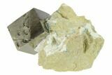 Shiny, Natural Pyrite Cube In Rock - Navajun, Spain #131157-1